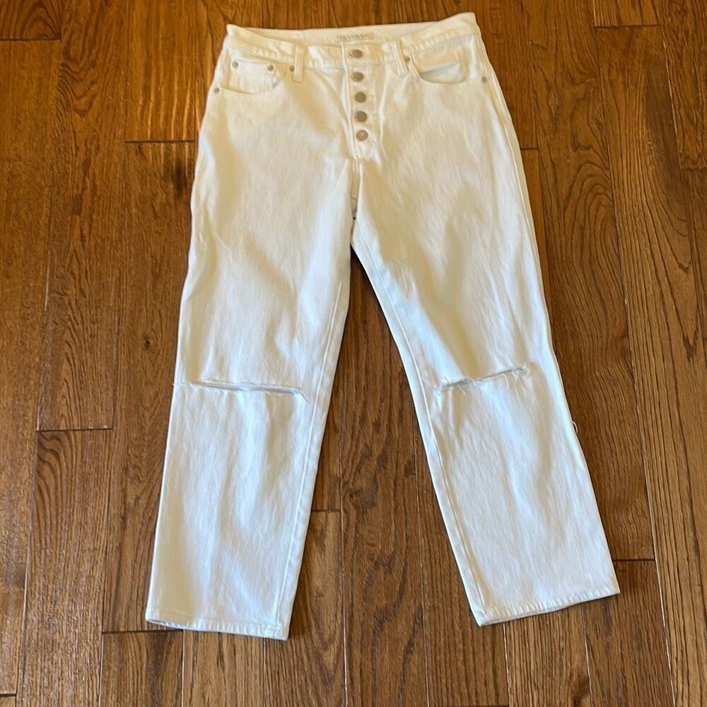 Lucky brand Ava mid rise crop white button fly jeans 29/8 - Picture 2 of 12